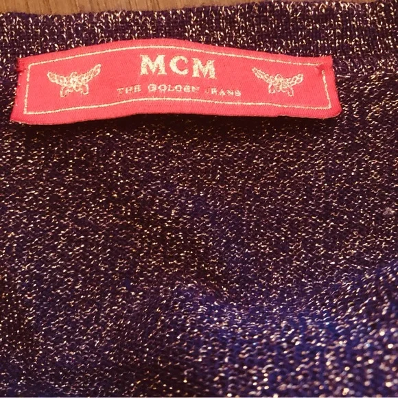 MCM Purple and Gold Sparkle Women's Cardigan US size 6 Made in Italy Wool Blend - Picture 2 of 16